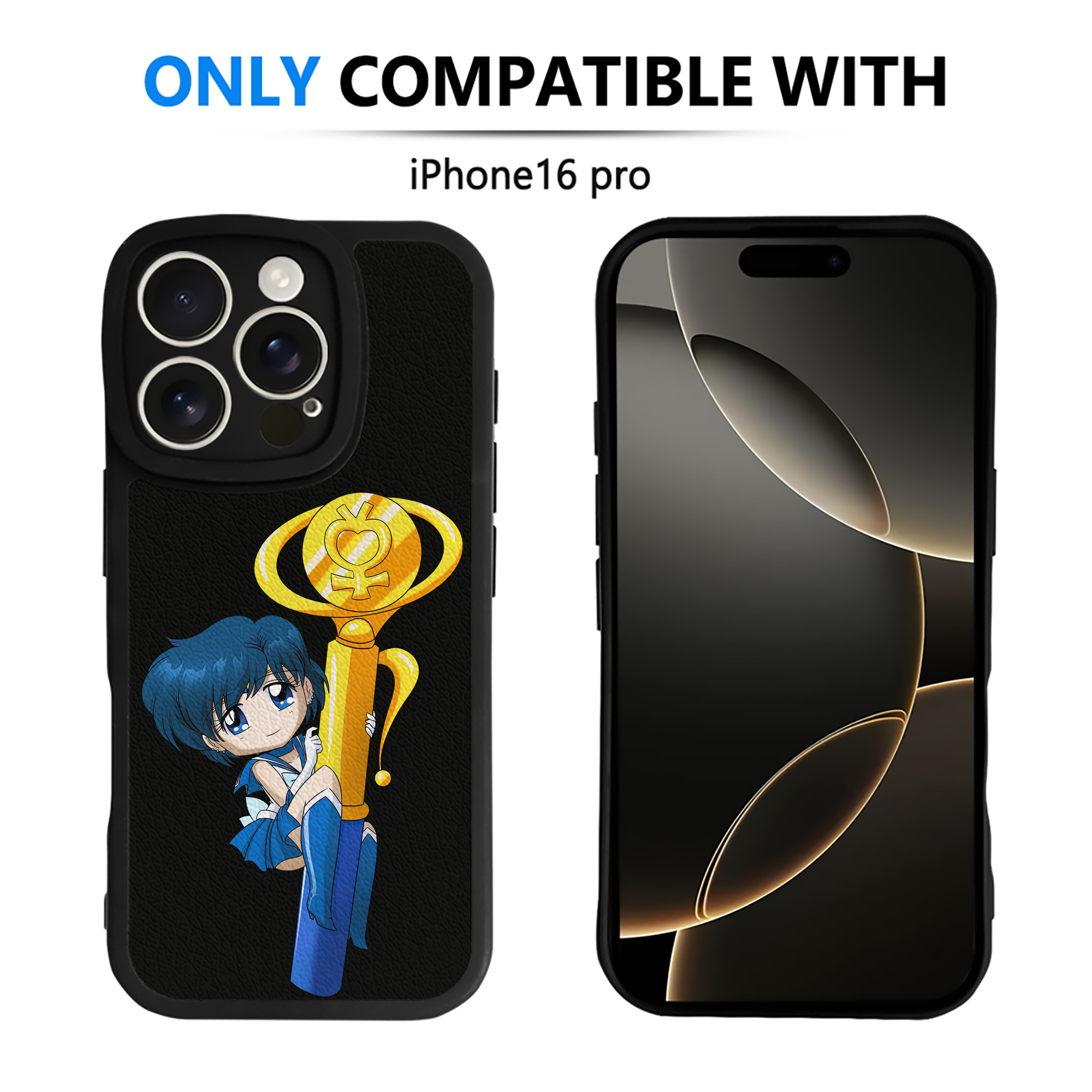 （画像用） 美少女戦士セーラームーン 水野 亜美 みずの あみ Sailor Moon Mizuno Ami 【iPhone 16シリーズ対応】シリコンスマホケース（レザー調） 材質：シリコン
